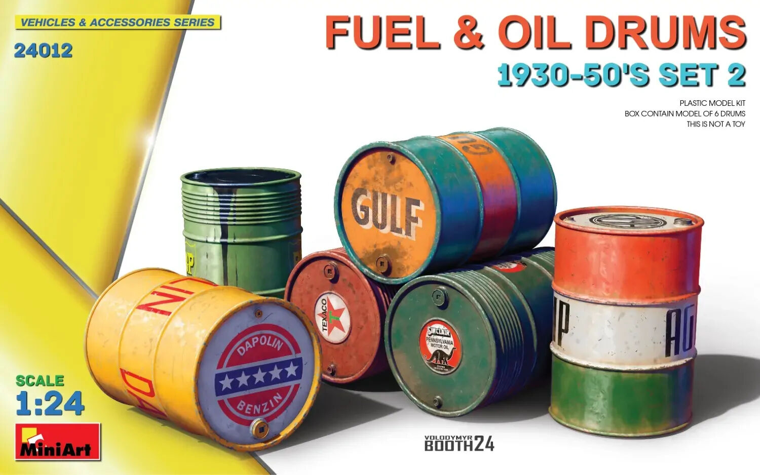 MiniArt 1/24 Fuel & Oil Drums 1930-50's Set 2 Plastic Model Kit
