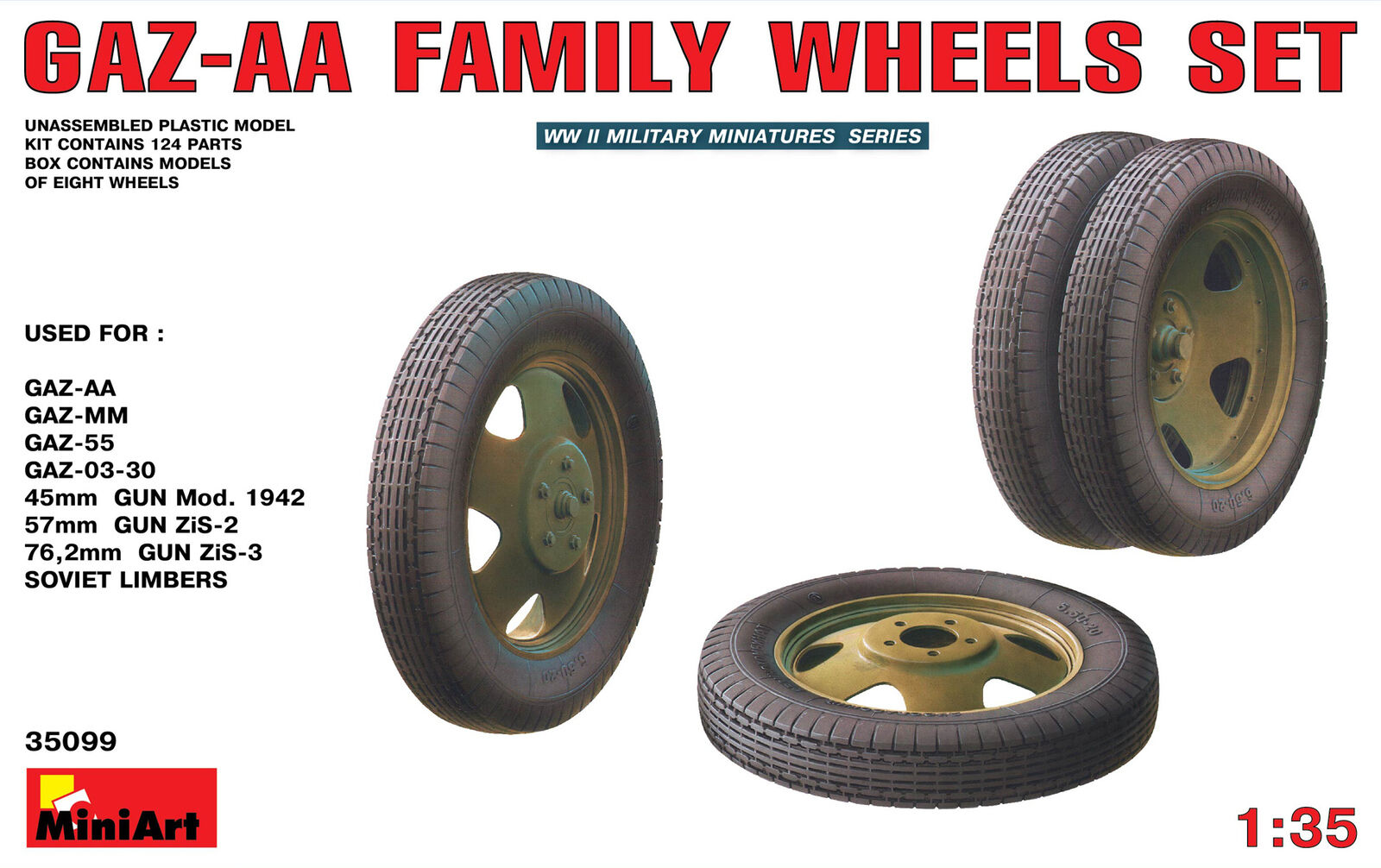 MiniArt 1/35 GAZ -AA Family Wheels set Plastic Model Kit