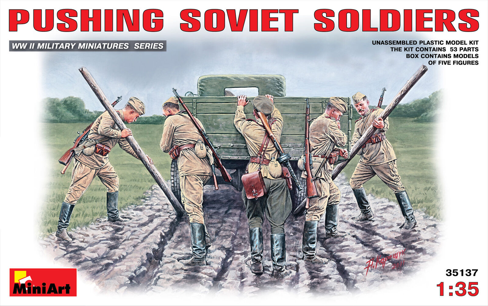 MiniArt 1/35 Pushing Soviet Soldiers Plastic Model Kit