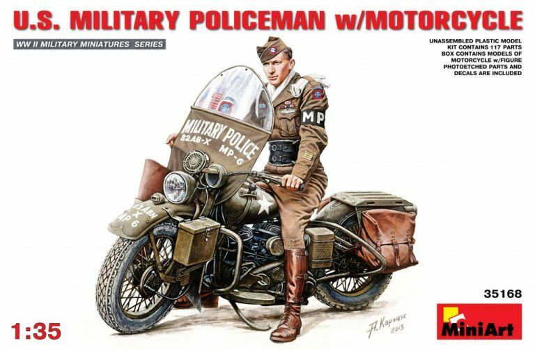 MiniArt 1/35 U.S. MILITARY POLICEMAN w/MOTORCYCLE Plastic Model Kit