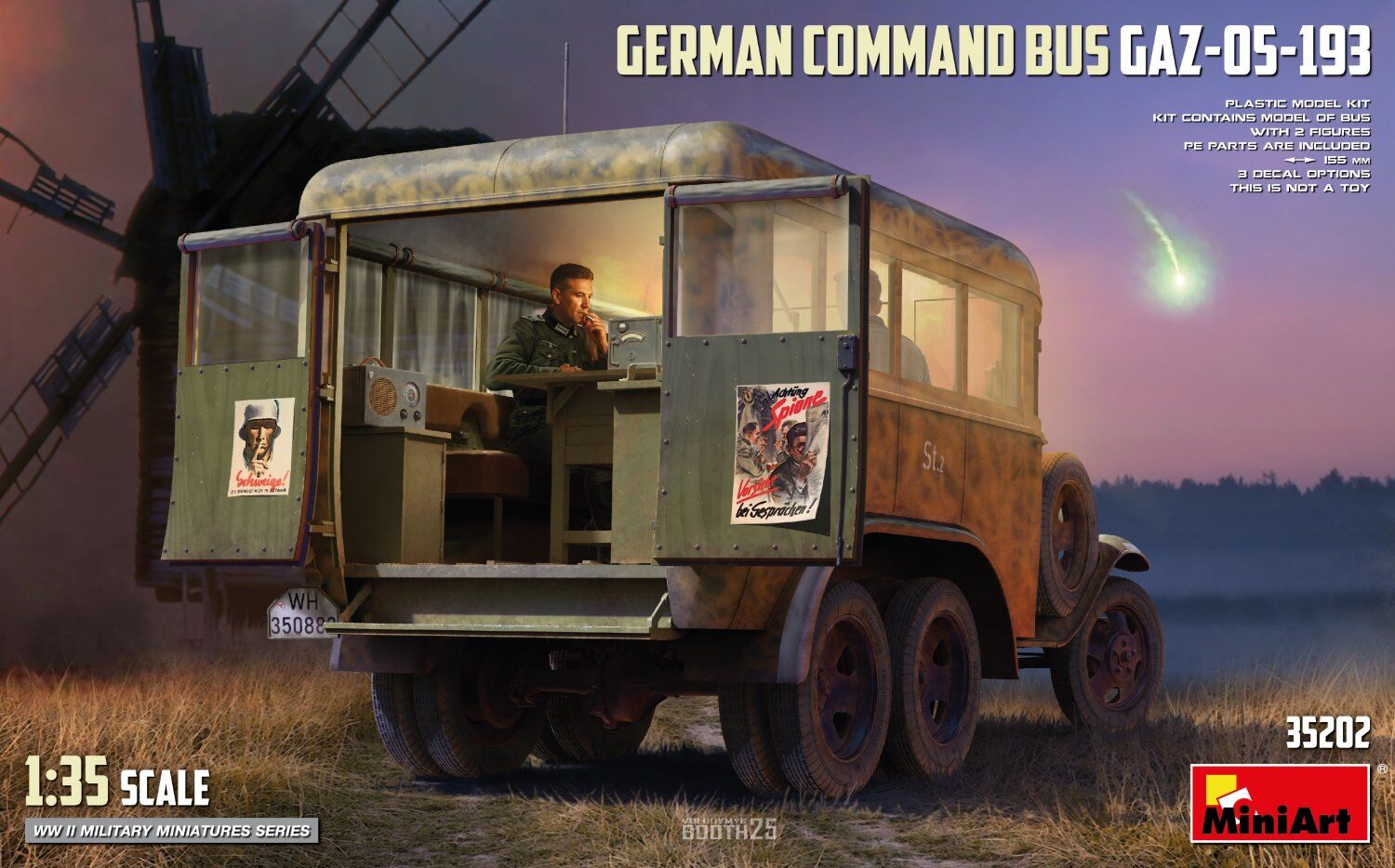 MiniArt 1/35 German Command Bus GAZ-05-193 Plastic Model Kit