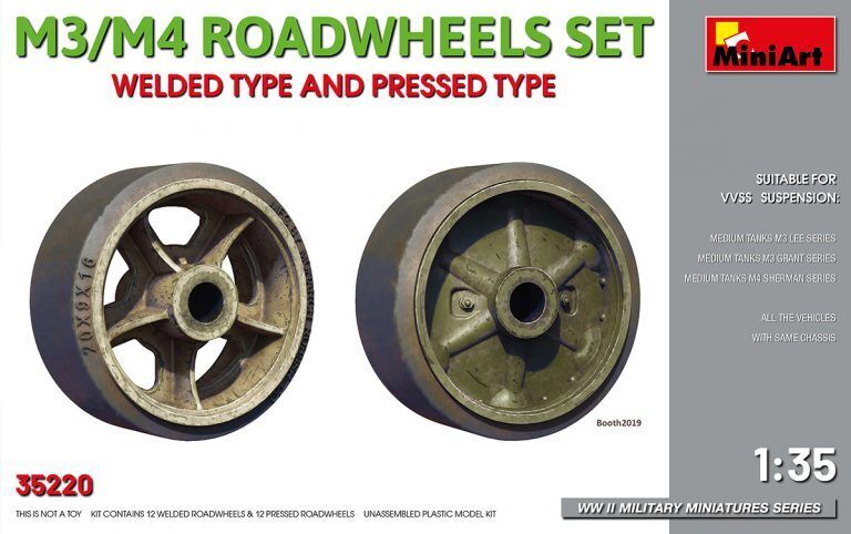 MiniArt 1/35 M3/M4 ROADWHEELS SET WELDEDTYPE AND PRESSED TYPE Plastic Model Kit