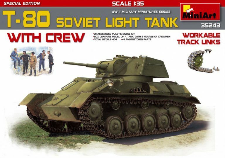 MiniArt 1/35 T-80 Soviet Light Tank w/Crew.Special Edition Plastic Model Kit