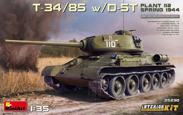 MiniArt 1/35 T-34/85 w/D-5T. PLANT 112. SPRING 1944. INTERIOR KIT Plastic Model Kit