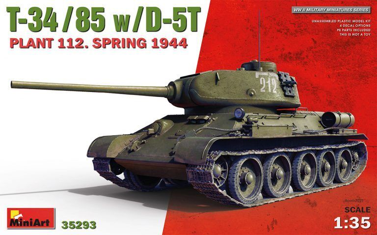 MiniArt 1/35 T-34-85 w/D-5T. Plant 112. Spring 1944 Plastic Model Kit