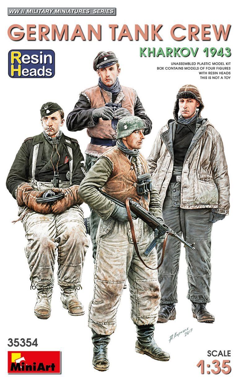 MiniArt 1/35 German Tank Crew.Kharkov 1943. Resin Heads Plastic Model Kit
