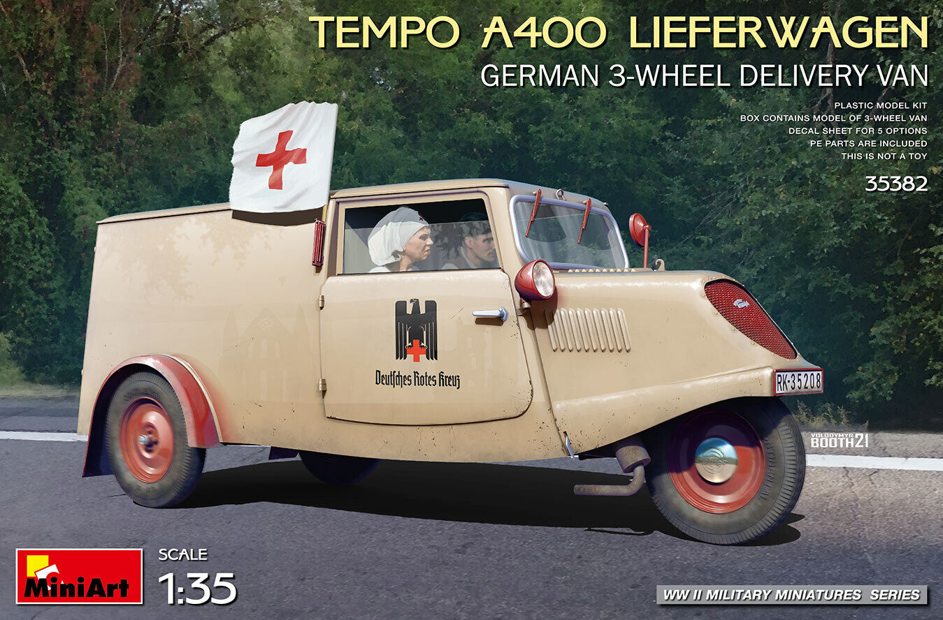 MiniArt 1/35 Tempo A400 Lieferwagen. German 3-Wheel Delivery Van Plastic Model Kit