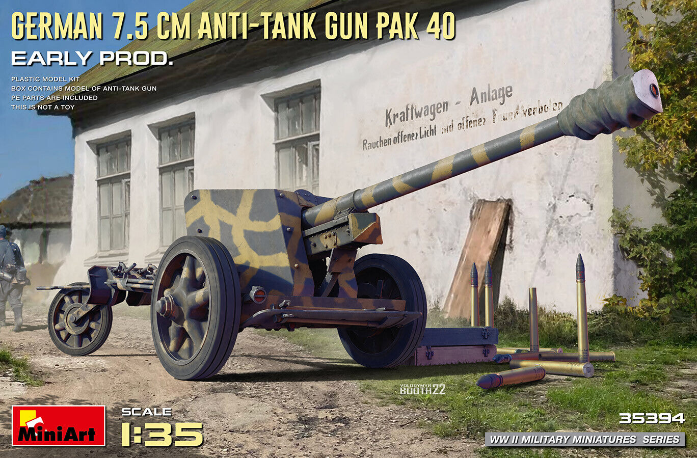 MiniArt 1/35 German 7.5cm Anti-Tank Gun PaK 40. Early Prod Plastic Model Kit