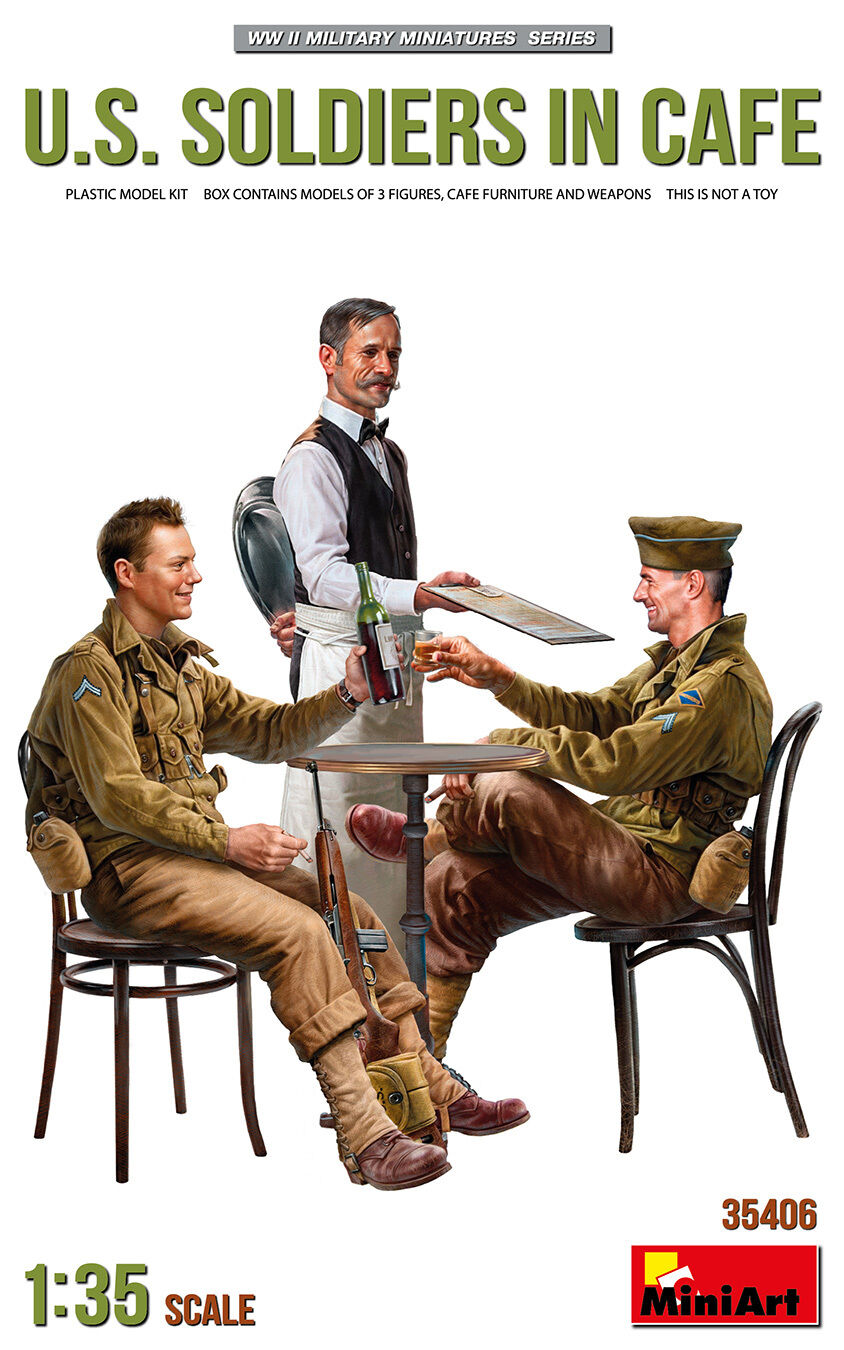 MiniArt 1/35 U.S. Soldiers in Cafe Plastic Model Kit