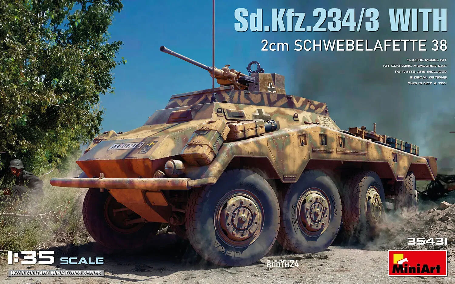 MiniArt 1/35 Sd.Kfz.234/3 with 2cm Schwebelafette 38. Plastic Model Kit