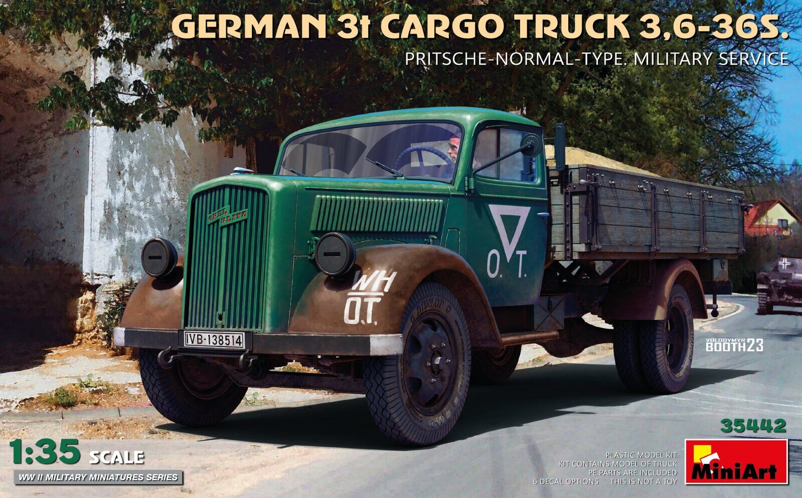 MiniArt 1/35 German 3t Cargo Truck 3.6-36S. Pritsche-Normal-Type. Military Service Plastic Model Kit
