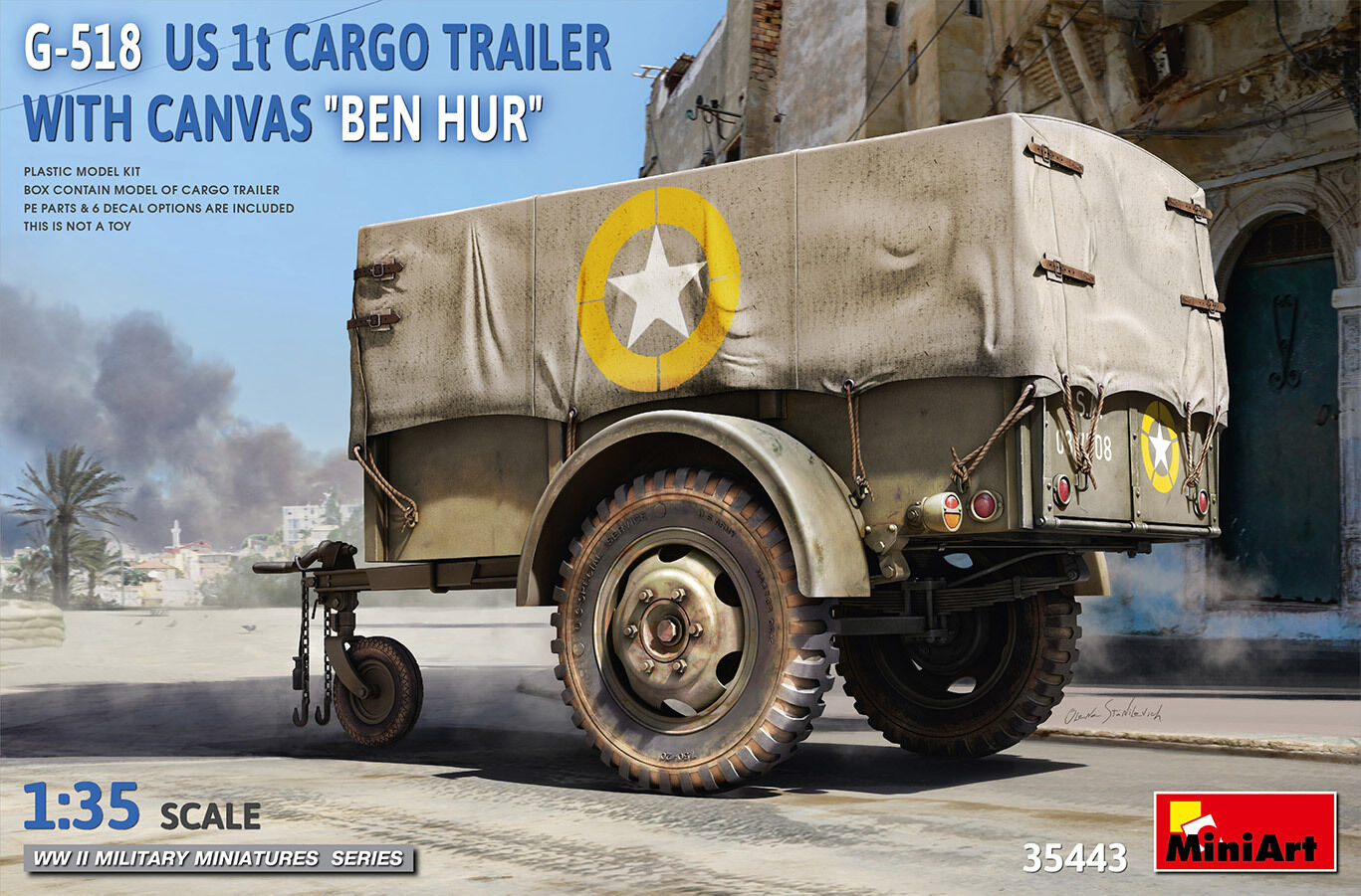 MiniArt 1/35 'G-518 US 1t Cargo Trailer Ben Hur w/Canvas Plastic Model Kit