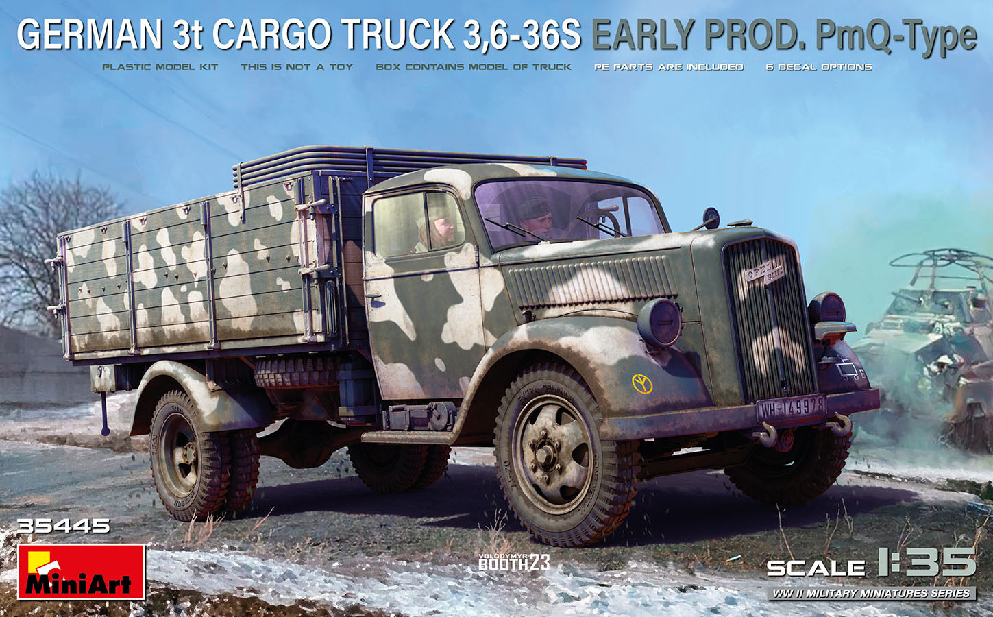 MiniArt 1/35 German 3t Cargo Truck 3.6-36S Early Prod. PmQ-Type Plastic Model Kit