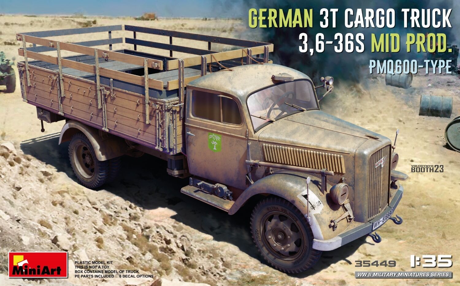 MiniArt 1/35 German 3t Cargo Truck 3.6-36S Mid Prod. PmQ600-Type Plastic Model Kit