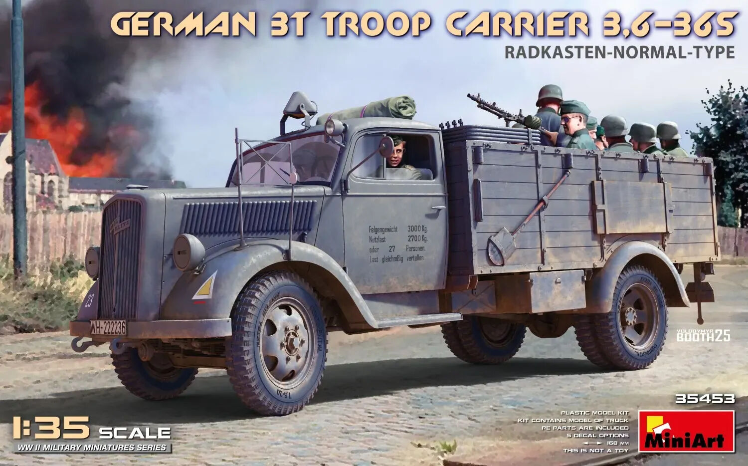 MiniArt 1/35 German 3t Troop Carrier 3.6-36S Radkasten-Normal-Type Plastic Model Kit