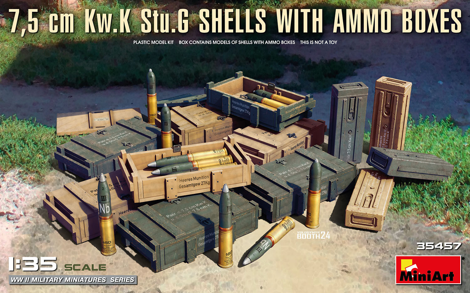 MiniArt 1/35 7.5 cm Kw.K Stu.G Shells with Ammo Boxes Plastic Model Kit