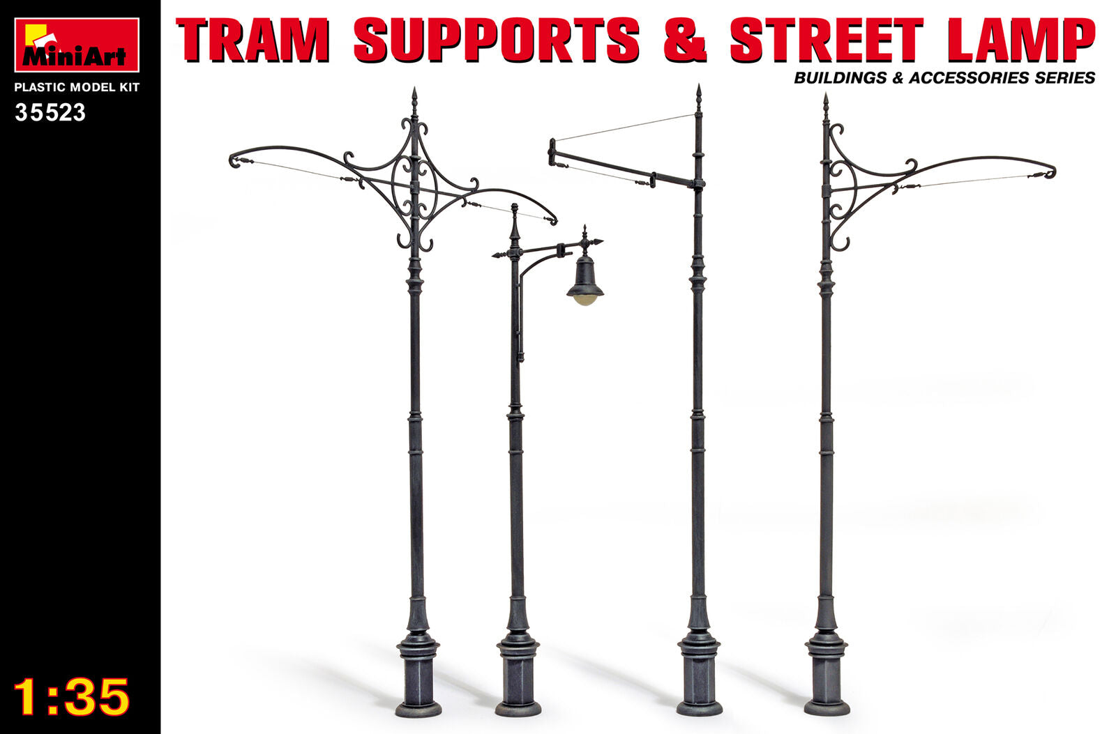 MiniArt 1/35 Tram Supports and Street Lamps Plastic Model Kit