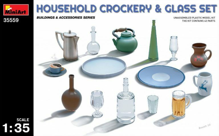 MiniArt 1/35 Household Crockery & Glass Set Plastic Model Kit