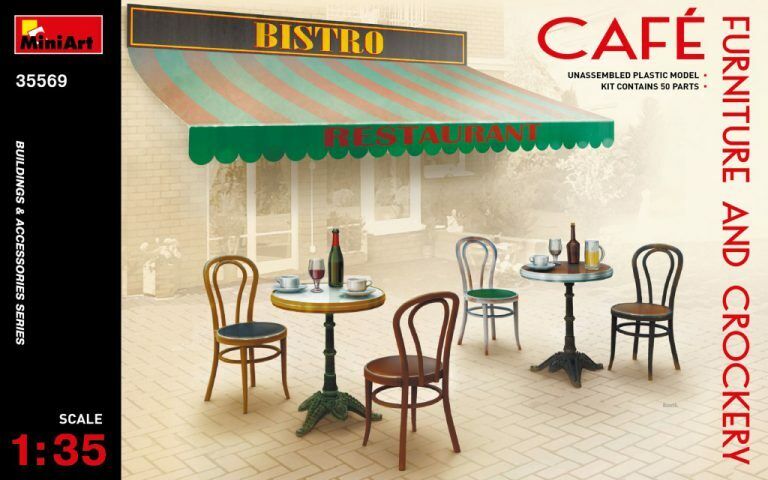 MiniArt 1/35 Cafe Furniture & Crockery Plastic Model Kit