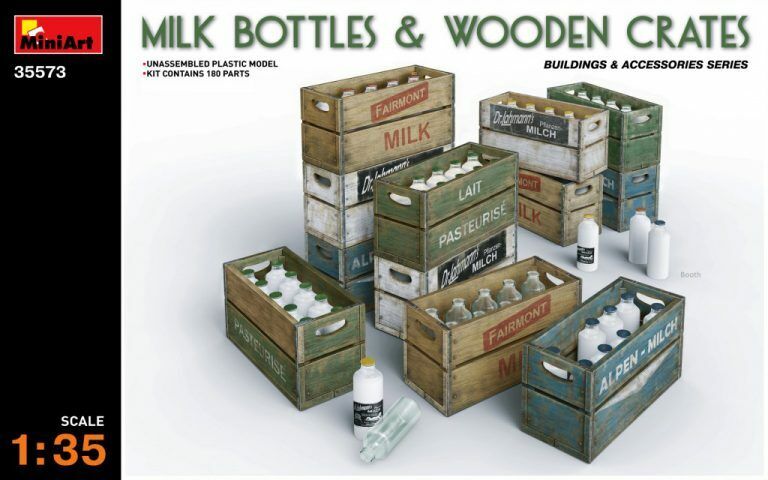 MiniArt 1/35 Milk Bottles & Wooden Crates Plastic Model Kit