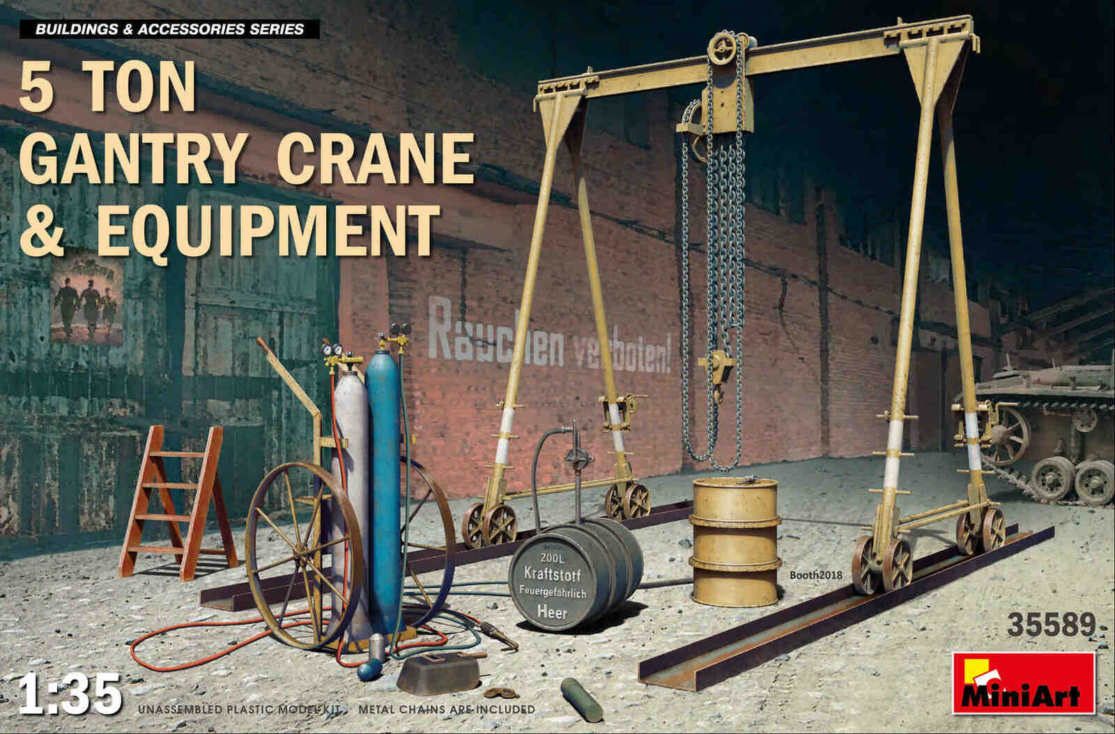 MiniArt 1/35 5 Ton Gantry Crane & Equipment Plastic Model Kit