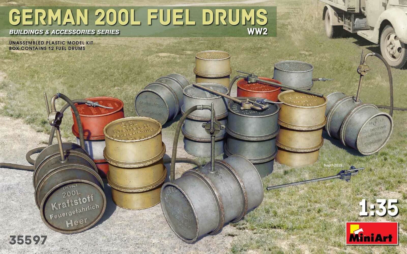 MiniArt 1/35 German 200L Fuel Drum Set WW2 Plastic Model Kit