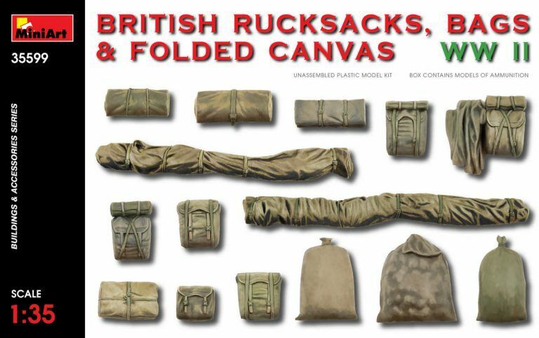 MiniArt 1/35 British Rucksacks. Bags & Folded Canvas WW2 Plastic Model Kit