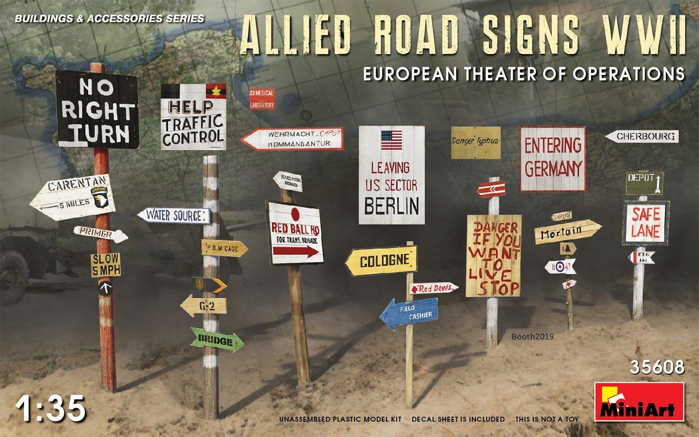 MiniArt 1/35 Allied Road SignsWWII. European Theatre of Oper. Plastic Model Kit