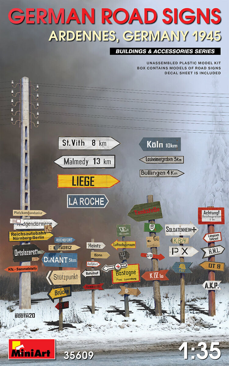 MiniArt 1/35 German Road Signs WW2 (Ardennes. Germany 1945) Plastic Model Kit