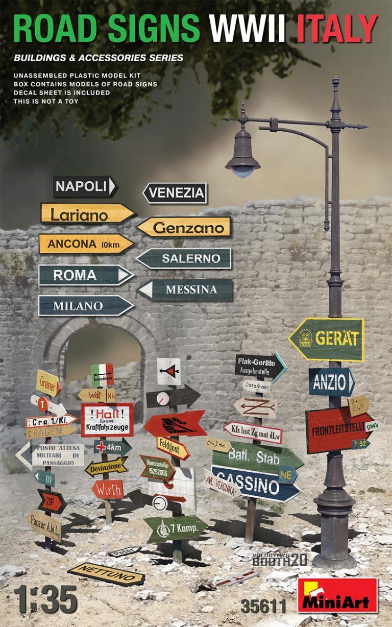 MiniArt 1/35 ROAD SIGNS WWII ITALY Plastic Model Kit