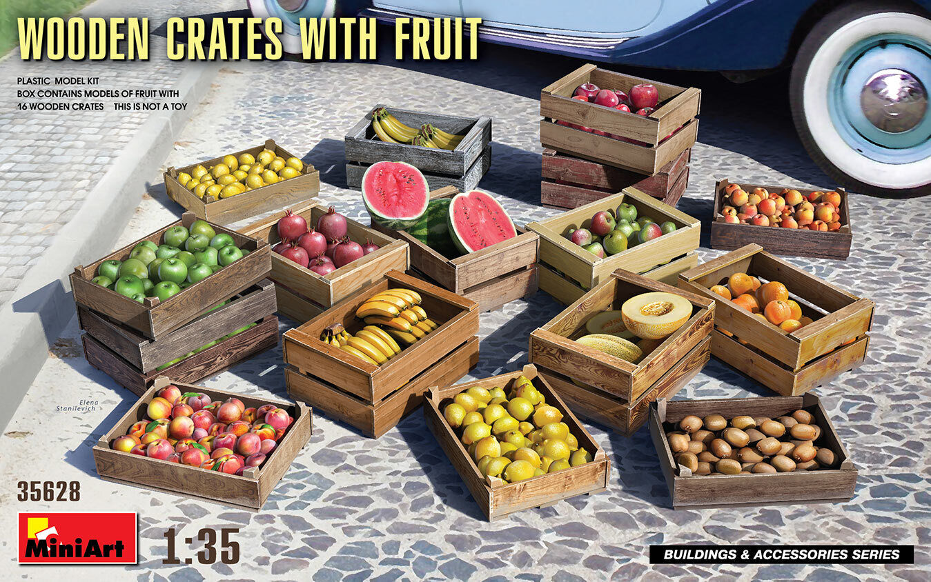 MiniArt 1/35 Wooden Crates with Fruit Plastic Model Kit