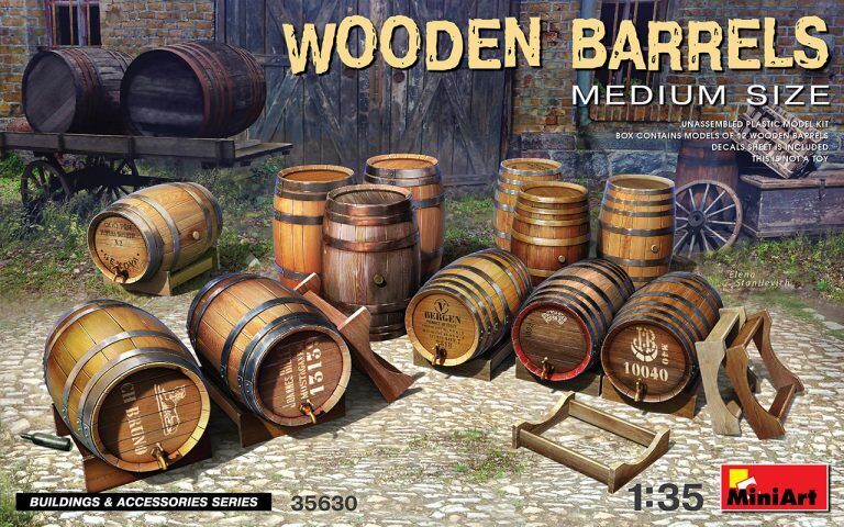 MiniArt 1/35 Wooden Barrels. Medium Size Plastic Model Kit