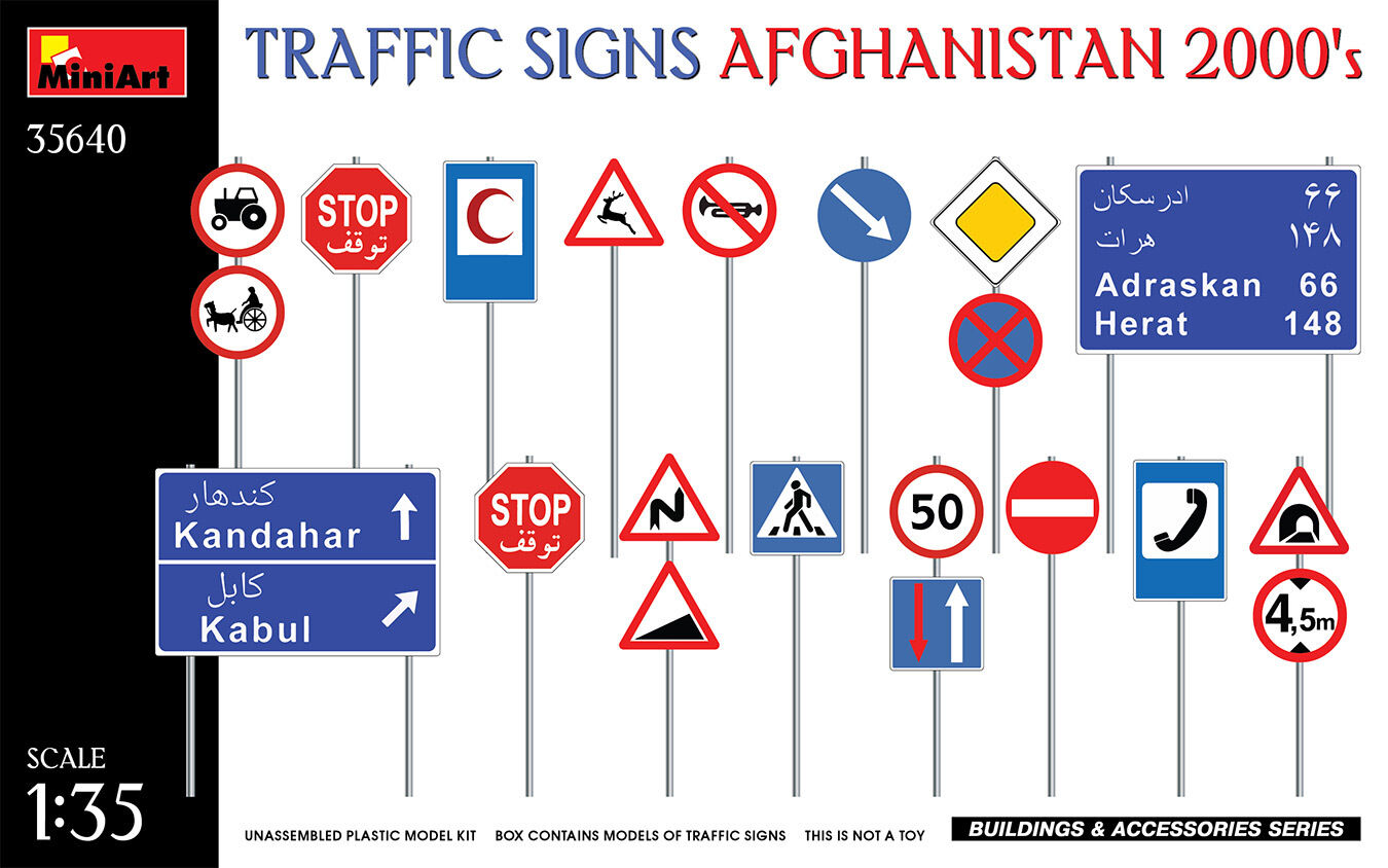 MiniArt 1/35 Traffic Signs. Afghanistan 2000's Plastic Model Kit