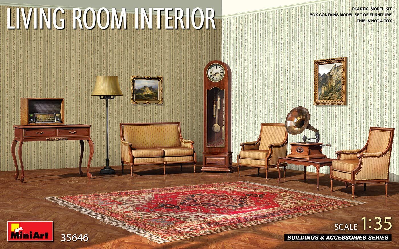 MiniArt 1/35 Living Room Interior Plastic Model Kit