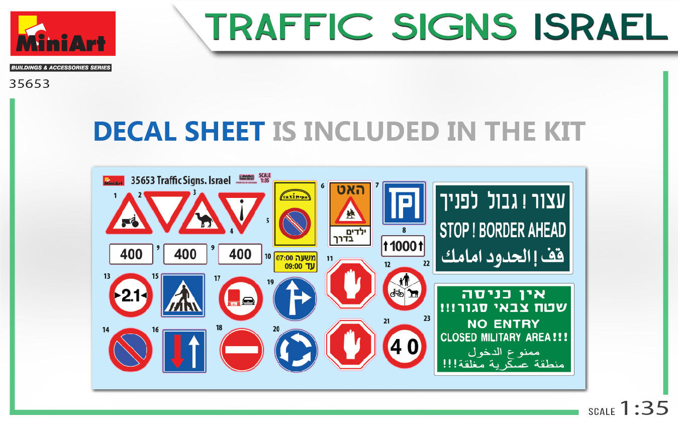 MiniArt 1/35 Traffic Signs. Israel Plastic Model Kit