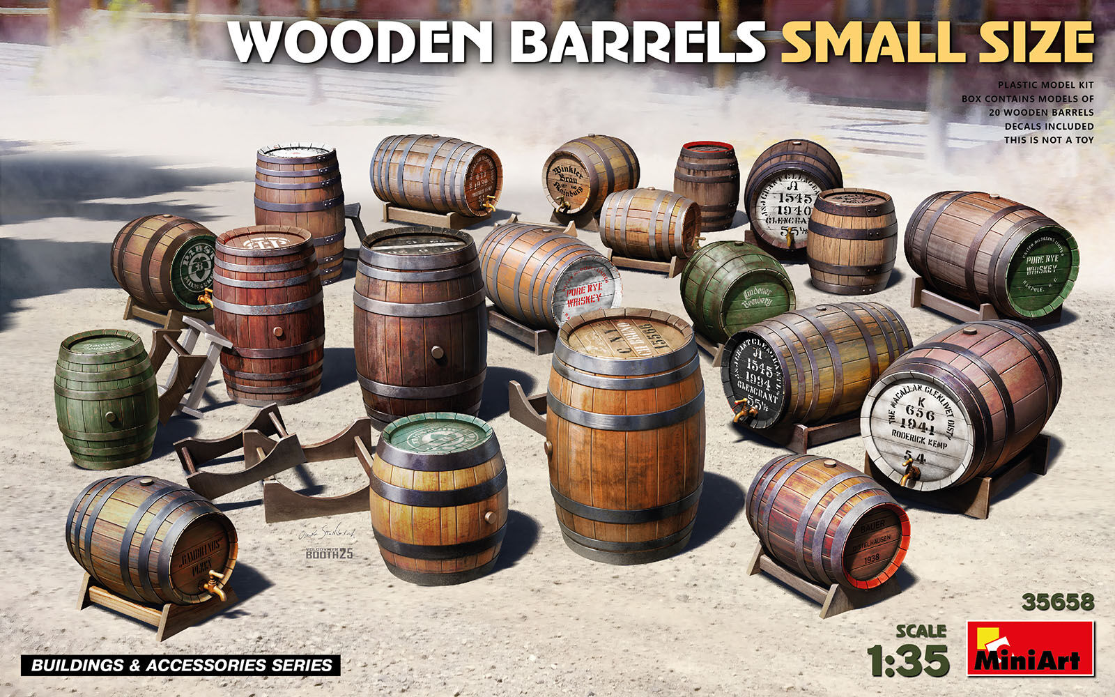 MiniArt 1/35 Wooden Barrels Small Size Plastic Model Kit