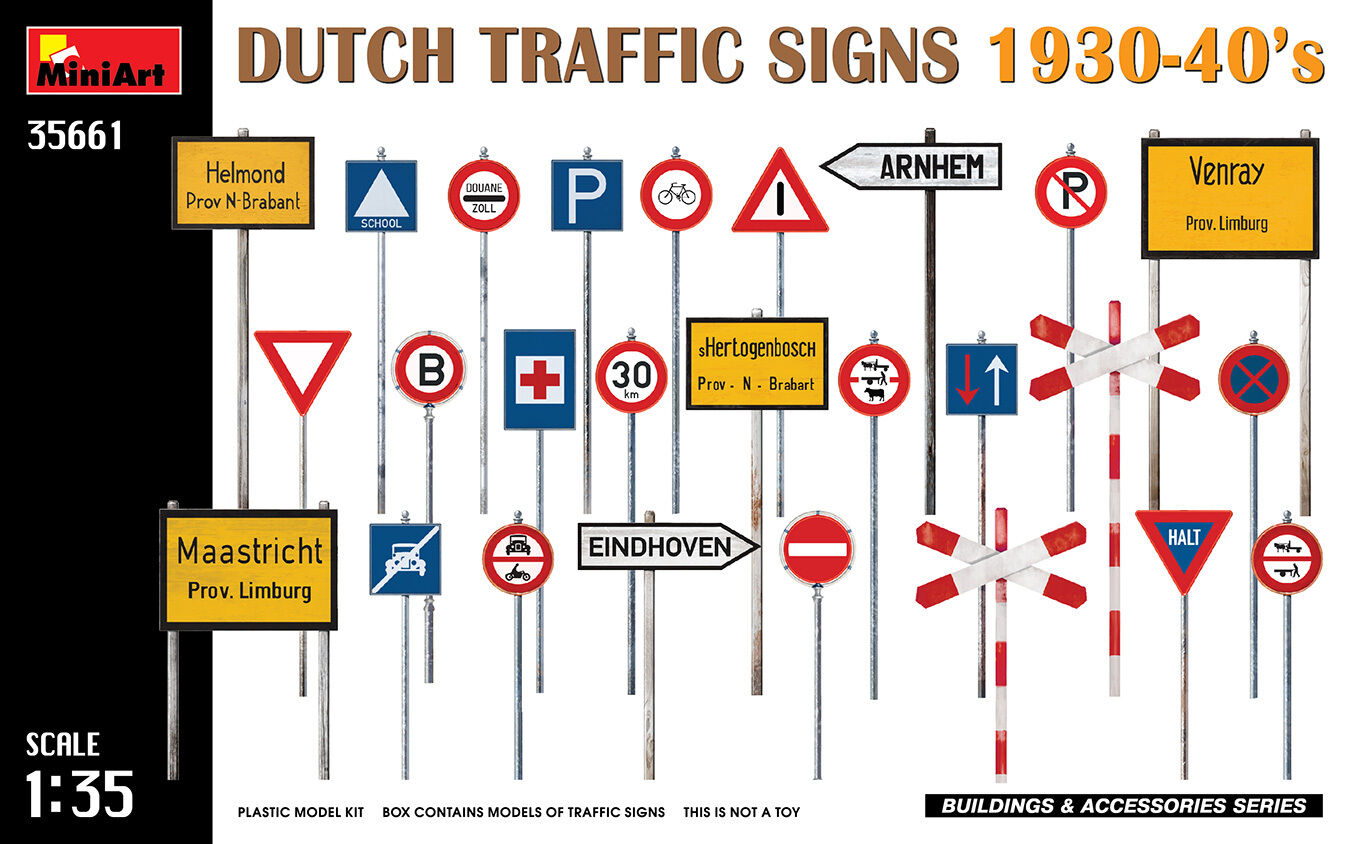 MiniArt 1/35 Dutch Traffic Signs 1930-40€™s Plastic Model Kit