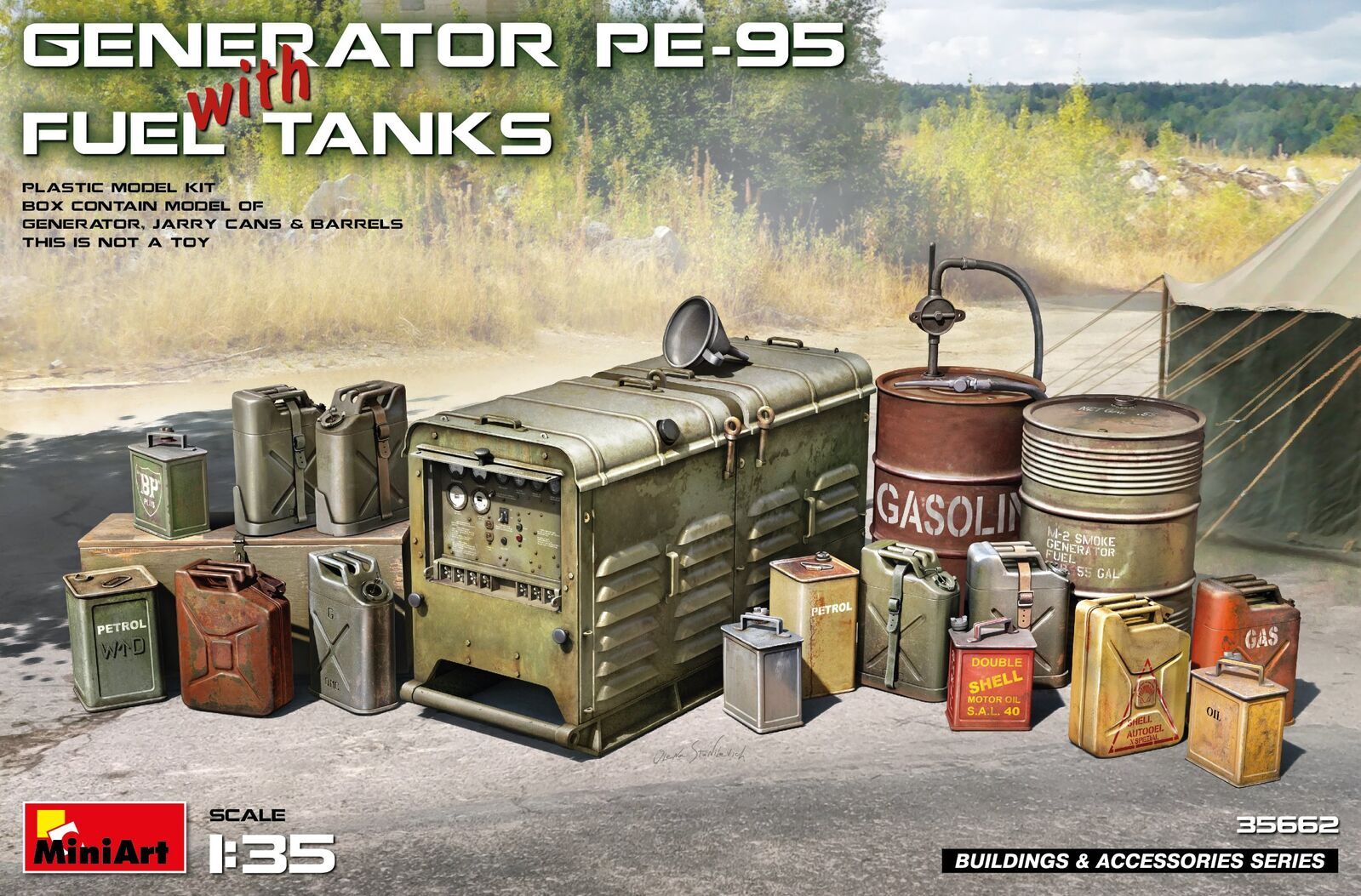 MiniArt 1/35 Generator PE-95 with Fuel Tanks Plastic Model Kit