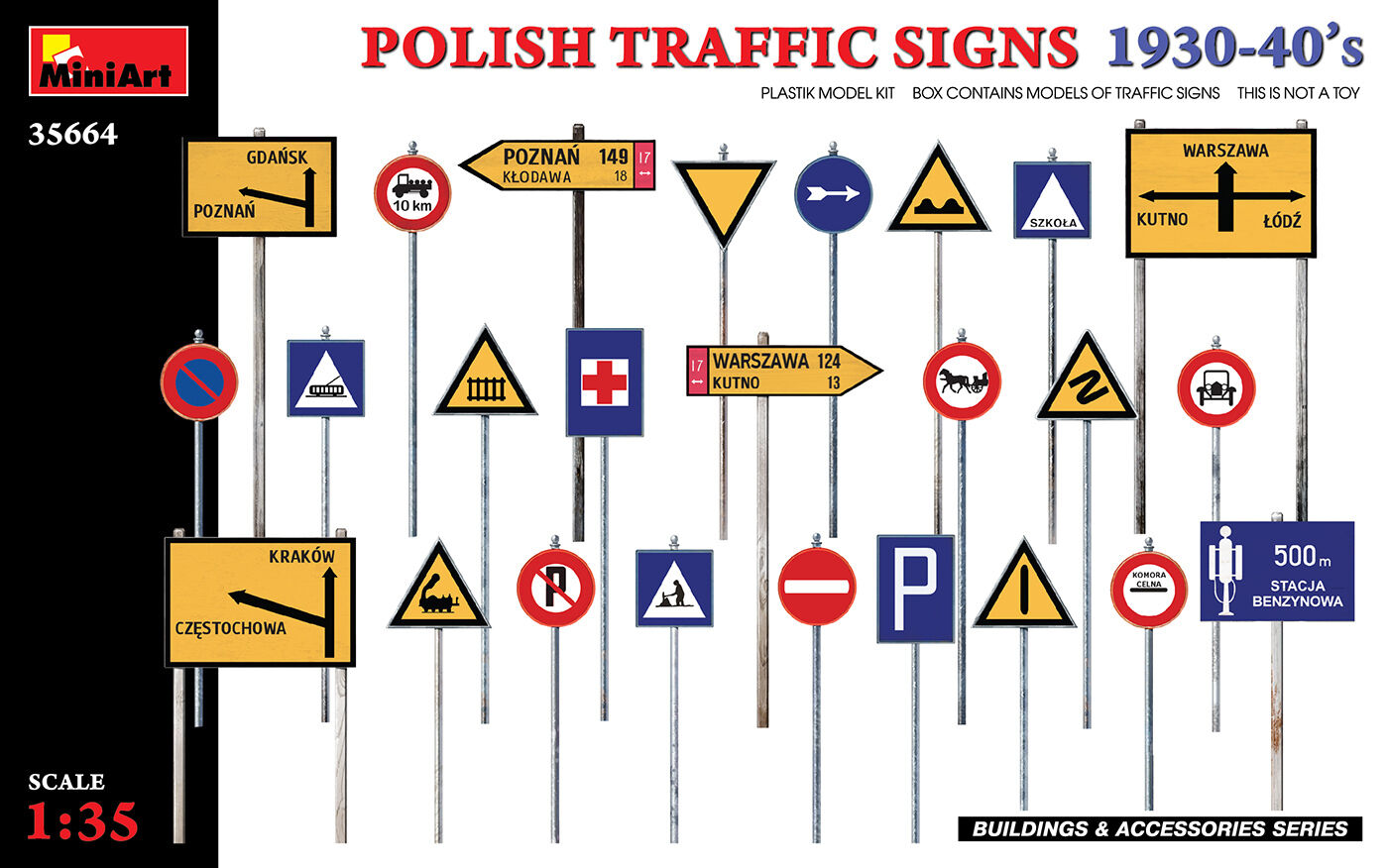 MiniArt 1/35 Polish Traffic Signs 1930-40€™s Plastic Model Kit