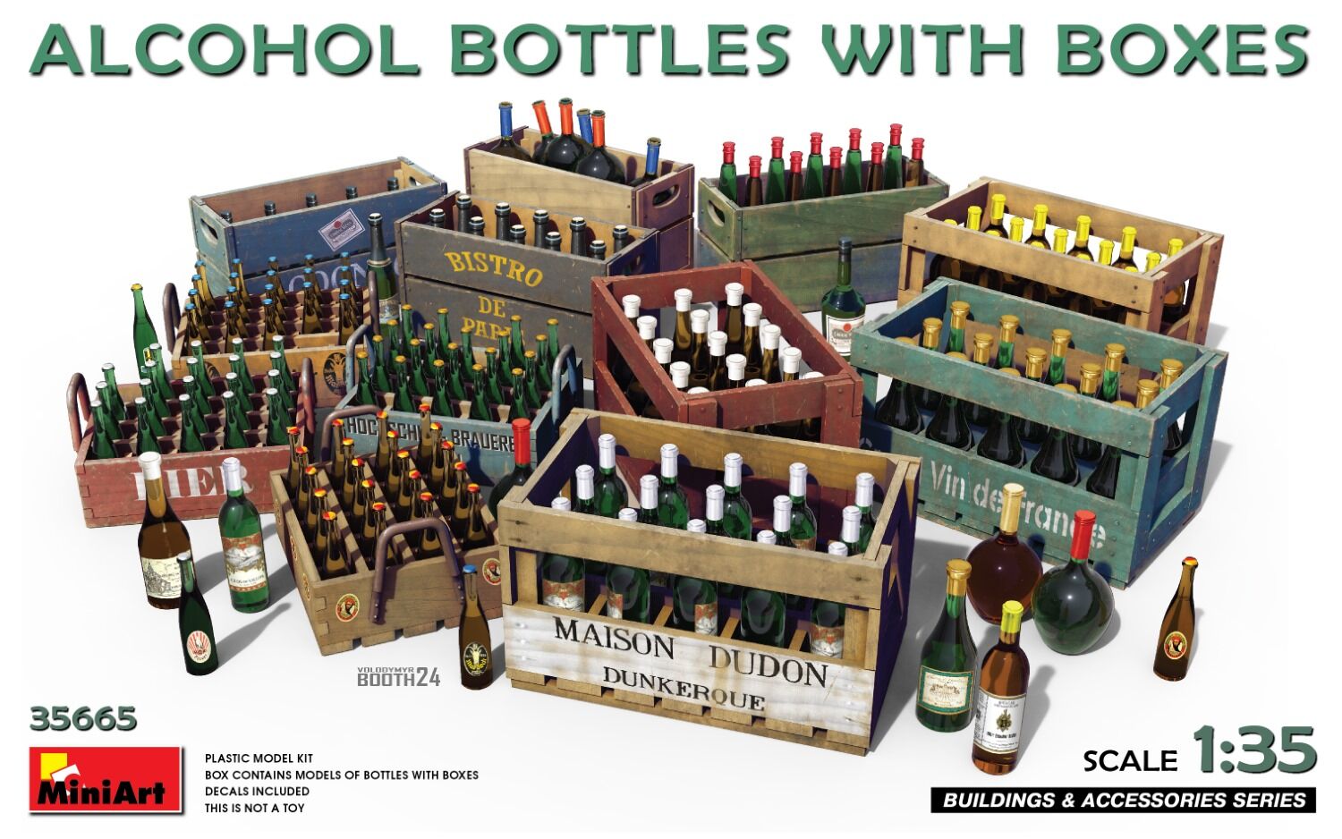 MiniArt 1/35 Alcohol Bottles w/Boxes Plastic Model Kit