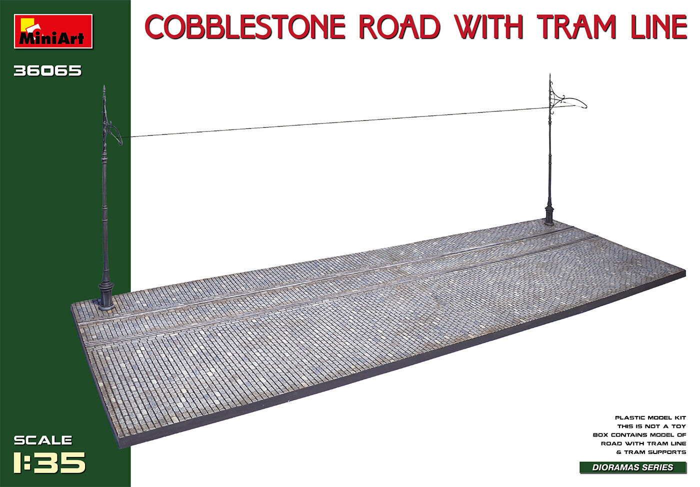 MiniArt 1/35 Cobblestone Road w/Tram Line (Injection Mold) Plastic Model Kit