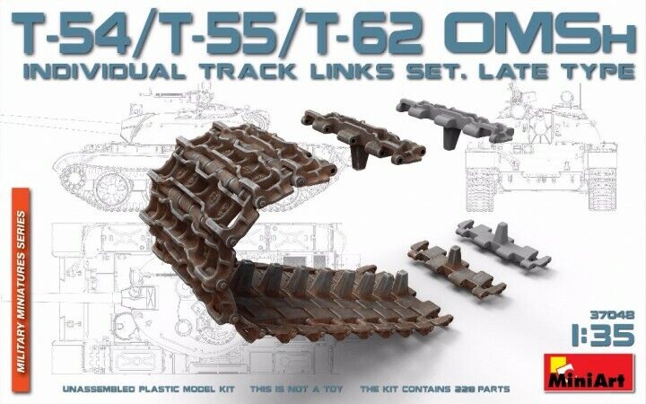 MiniArt 1/35 T-54/T-55/T-62 OMSh Ind.Track Links Set.LateType Plastic Model Kit