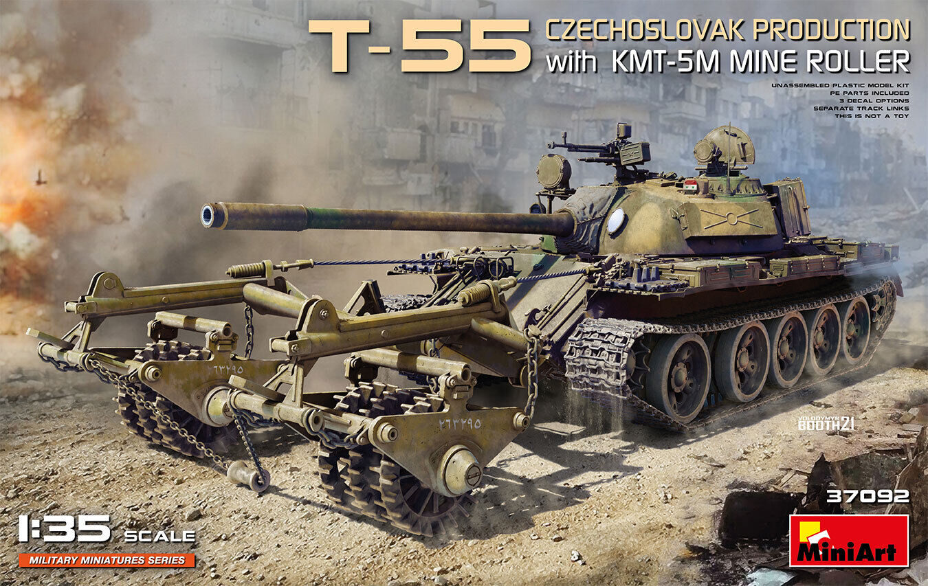 MiniArt 1/35 T-55 Czechoslovak Production with KMT-5M Mine Roller Plastic Model Kit