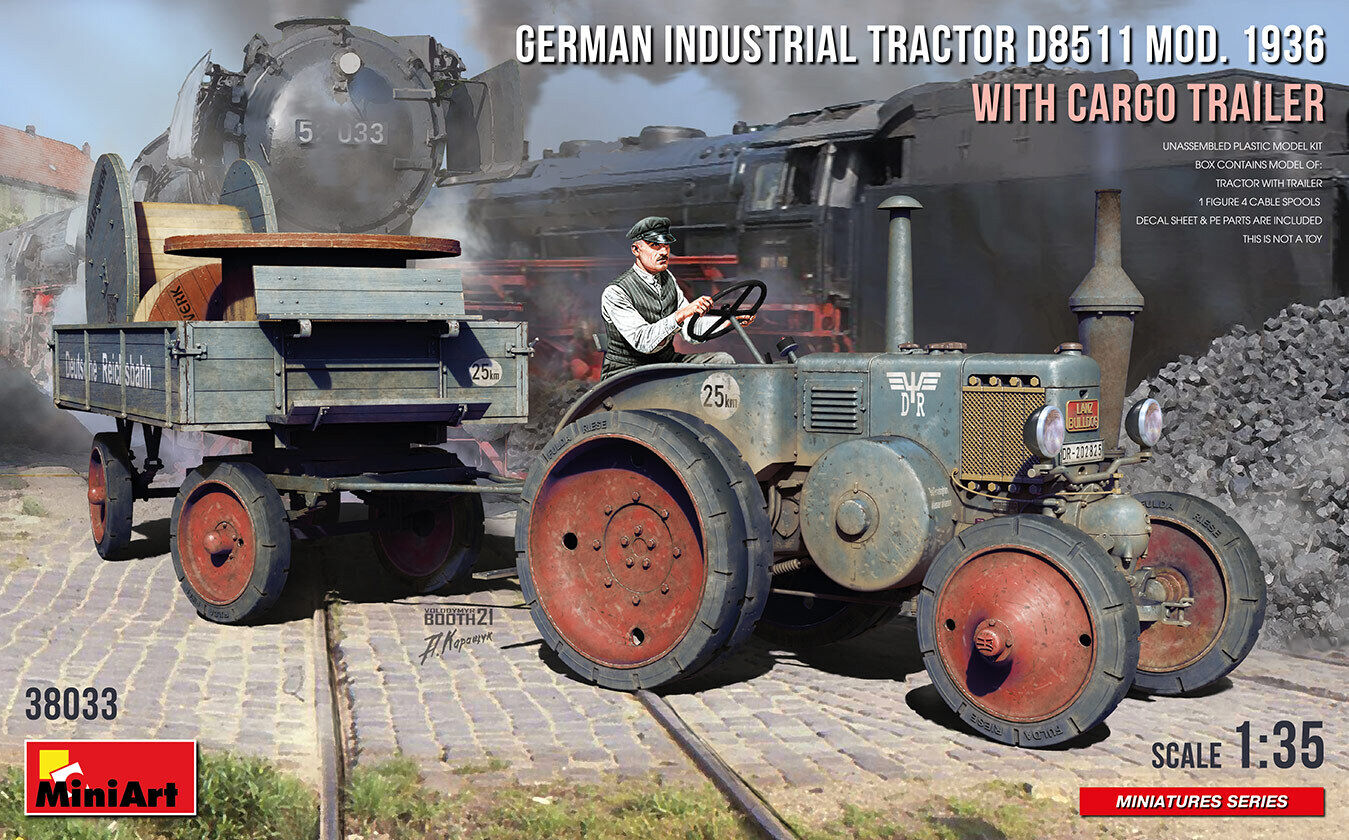MiniArt 1/35 German Industrial Tractor D8511 Mod. 1936 with Cargo Trailer (1 Figure) Plastic Model Kit