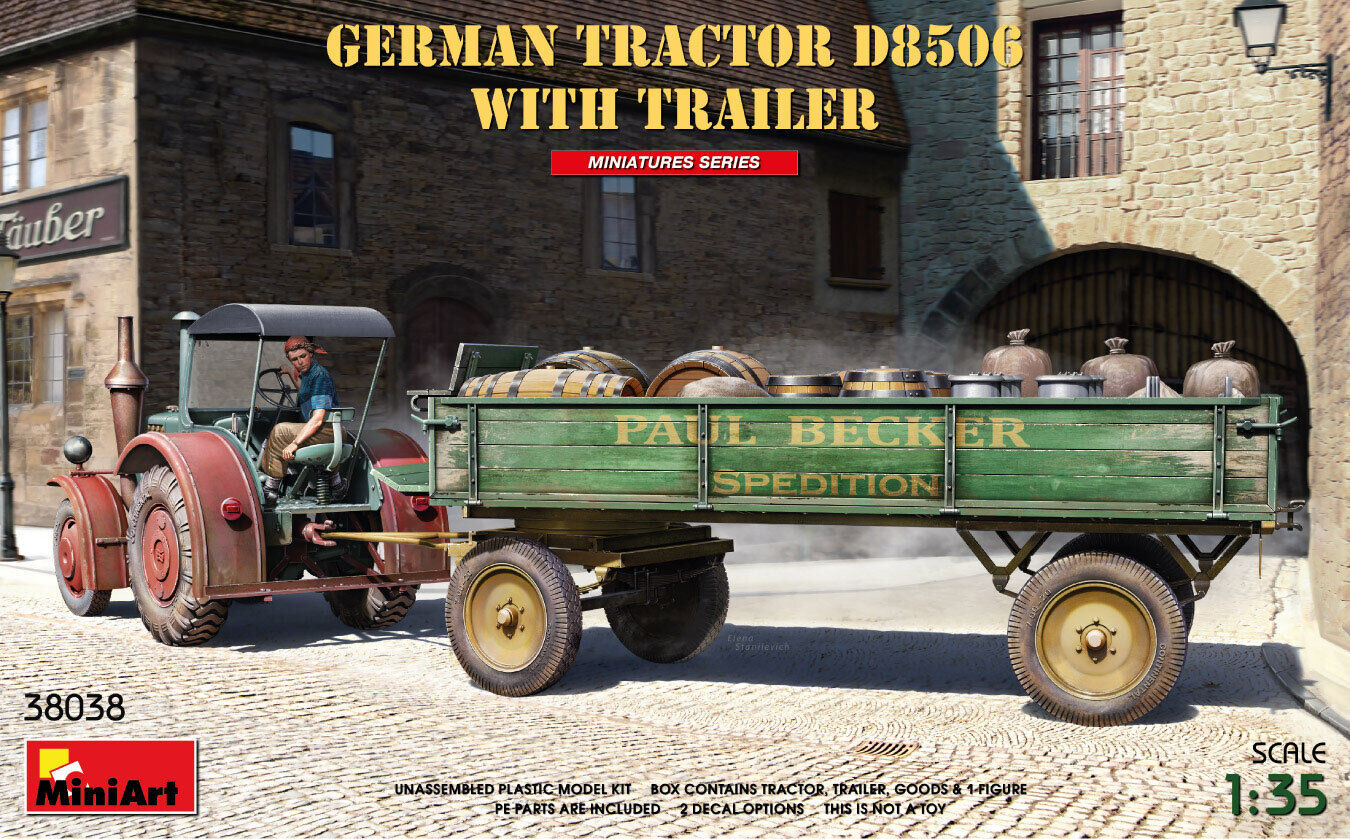 MiniArt 1/35 German Tractor D8506 with Trailer Plastic Model Kit