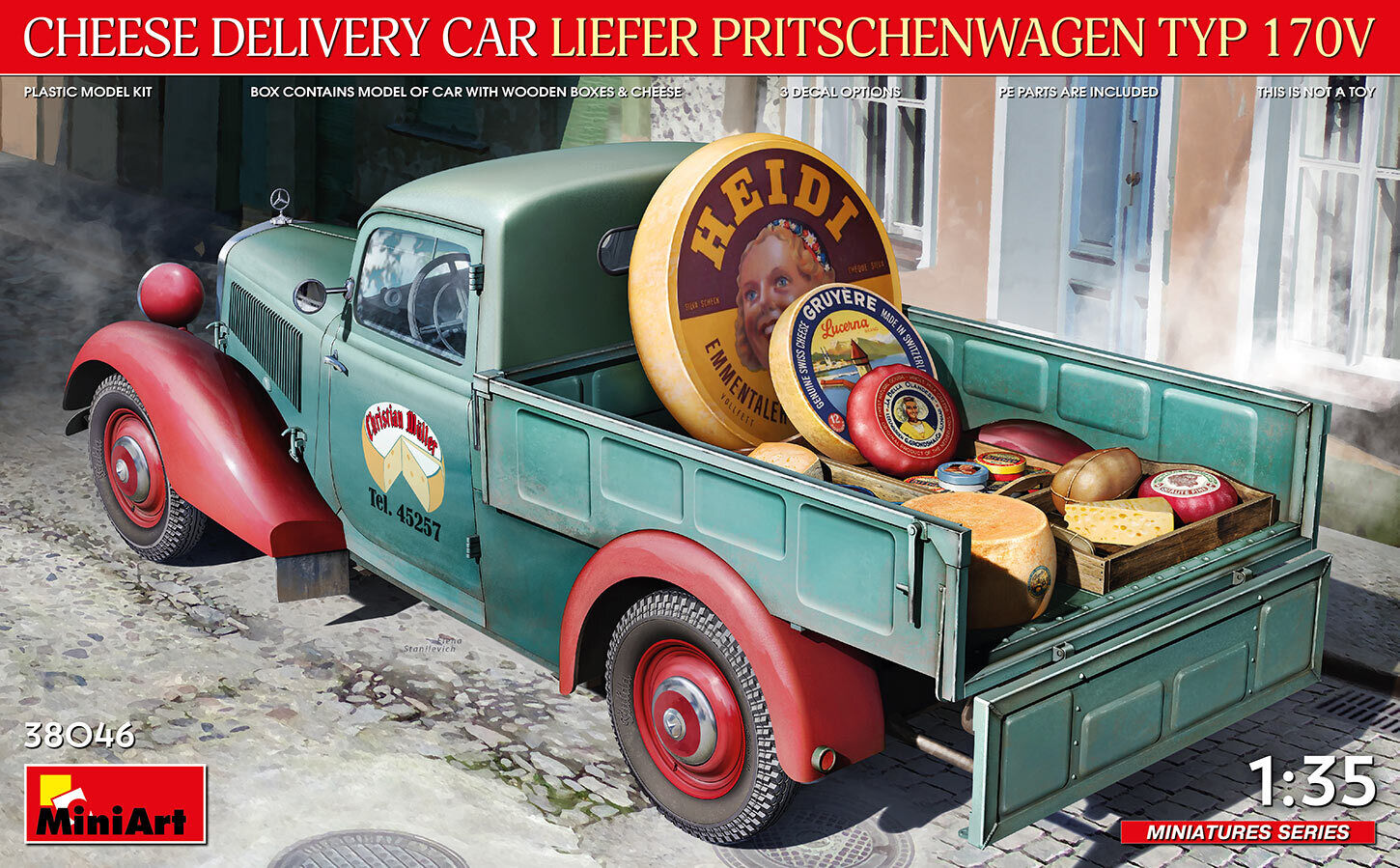 MiniArt 1/35 Cheese Delivery Car Liefer Pritschenwagen Typ 170V Plastic Model Kit