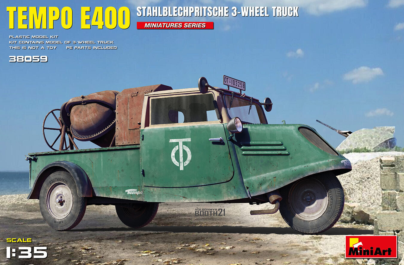 MiniArt 1/35 Tempo E400 StahlblechPritsche 3-Wheel Truck Plastic Model Kit