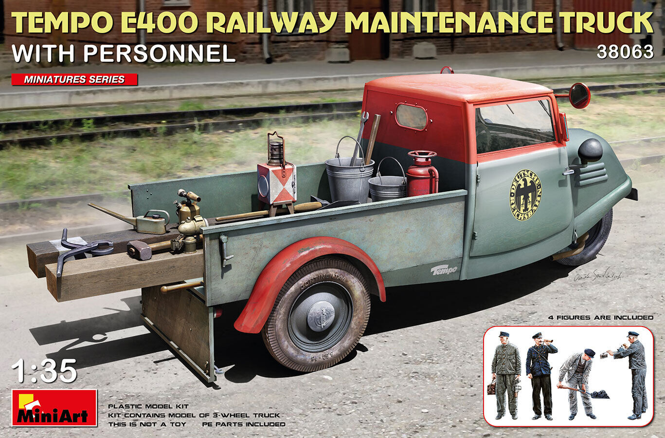 MiniArt 1/35 Tempo E400 Railway Maintenance Truck with Personnel Plastic Model Kit