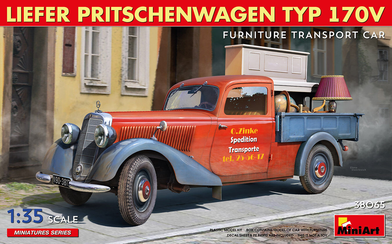 MiniArt 1/35 Liefer Pritschenwagen Typ 170V Furniture Transport Car Plastic Model Kit