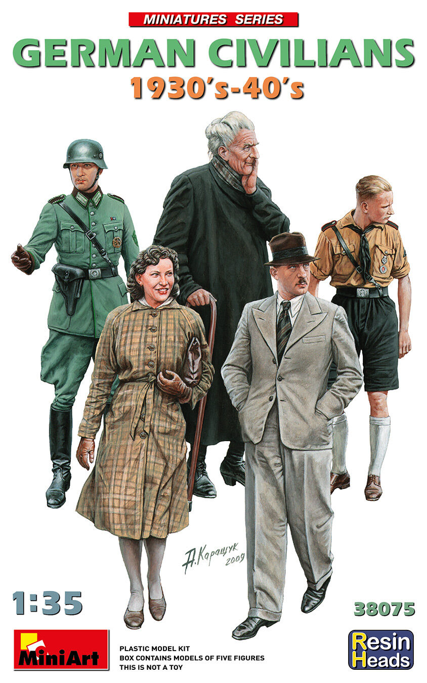 MiniArt 1/35 German Civilians 1930-40s. Resin Heads Plastic Model Kit